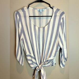 She + Sky Blue and White Blouse